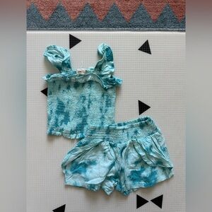 Jessica Simpson:Baby girl/toddler Blue Tie-Dye Tank Top and Shorts Set,BOHO 3T